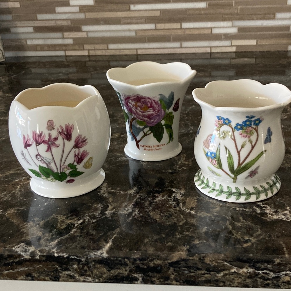 Candle Holders Portmeirion, Botanic Garden, Susan Williams-Ellis.- Set of 3